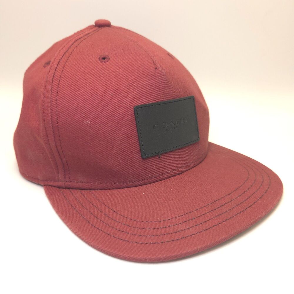 Coach New York Baseball Cap Leather Logo Patch Adjustable Hat